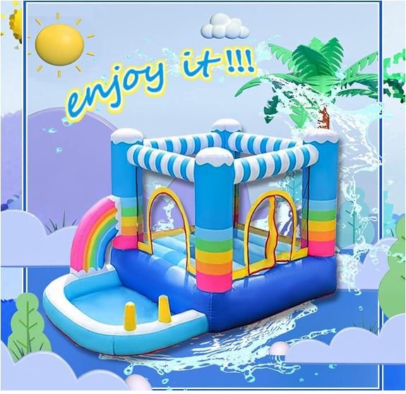 Pogo Bounce House Toboganes acuáticos inflables para niños (sin soplador) -  Toboganes inflables de 21 x 9 x 12 pies para patio trasero con piscina de